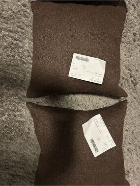 Decorative Brown Accent Pillow Pair - Neutral Home Accent